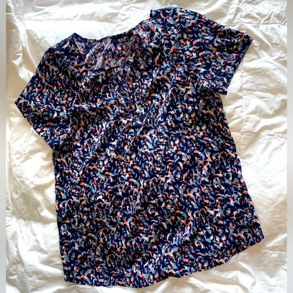 A.n.A short sleeve blouse colorful print Size Medium great for summer sp…